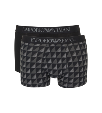 Emporio Armani Set di 2 boxer, maglia mista, nero