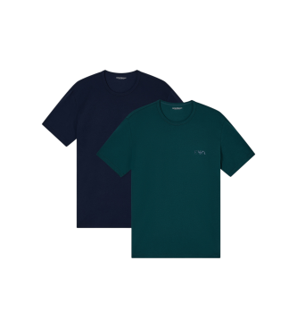 Emporio Armani Lot de 2 T-shirts Homie avec logo monogramme surlign vert, marine