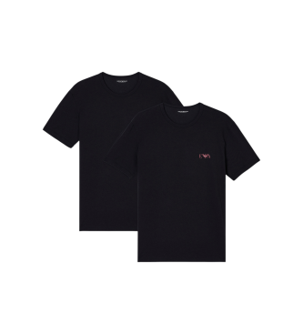 Emporio Armani Lot de 2 T-shirts Homie avec logo monogramme surlign en noir
