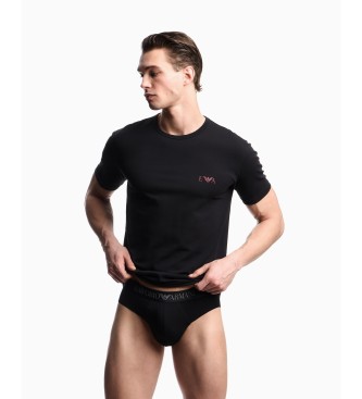 Emporio Armani Lot de 2 T-shirts Homie avec logo monogramme surlign en noir