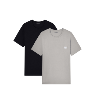 Emporio Armani Set of 2 t-shirts with black logo label, gray