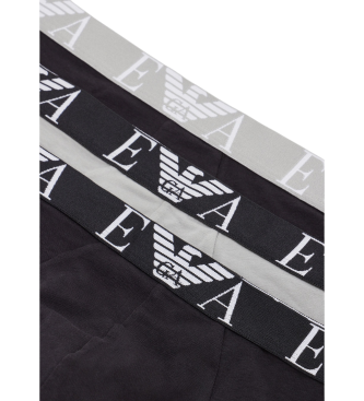 Emporio Armani Set 3 culottes Bold Monogram noir, gris, marine