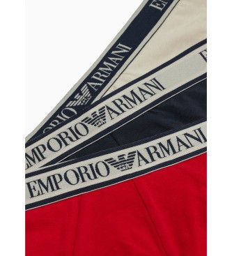 Emporio Armani 3-pak majtek Core szary, granatowy, czerwony