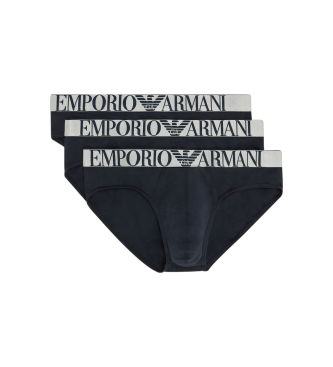 Emporio Armani Confezione da 3 slip blu scuro lucidi