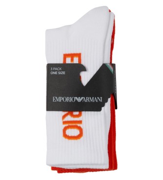 Emporio Armani Set di 3 paia di calzini basici nei colori bianco, rosso e arancione