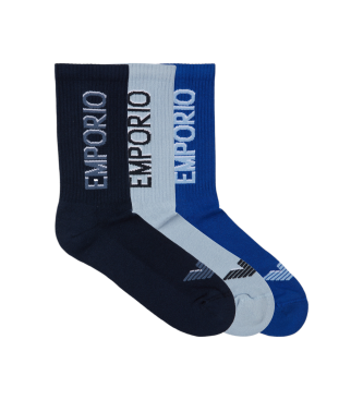 Emporio Armani Set di 3 paia di calzini Basic, blu e neri