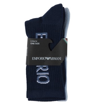 Emporio Armani Set di 3 paia di calzini Basic, blu e neri