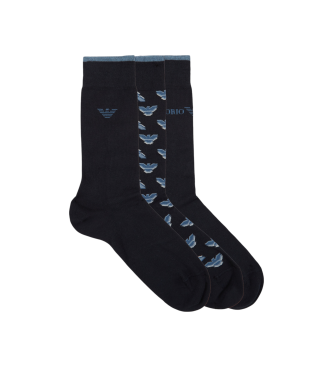 Emporio Armani Set di 3 paia di calzini regalo blu navy
