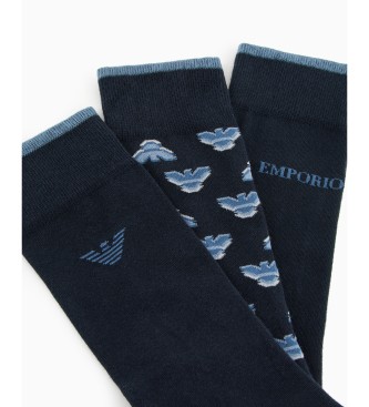 Emporio Armani Set di 3 paia di calzini regalo blu navy