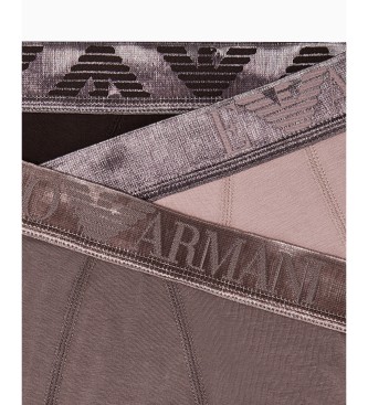 Emporio Armani Satz 3 Slips Braun Fit