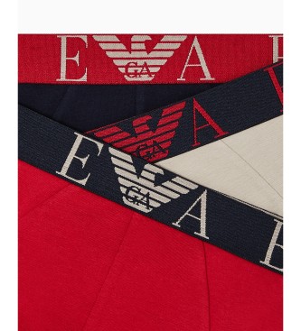 Emporio Armani Set 3 Prest-Slips rot, taupe, marineblau