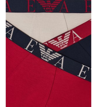 Emporio Armani Set 3 boxer shorts Discret red, beige, blue