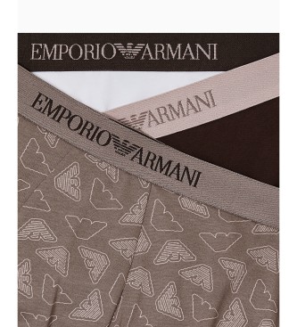 Emporio Armani 3er Set Tone taupefarbene Boxershorts, wei�