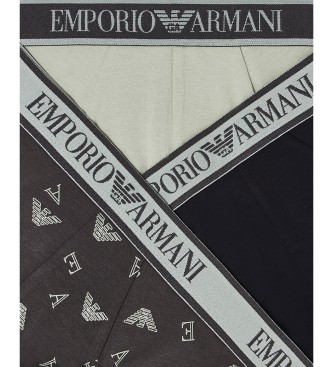 Emporio Armani Set 3 slips Logo noir, vert, gris