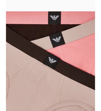 Emporio Armani Set 3 Slips Essential Logolabel rosa, taupe, schwarz