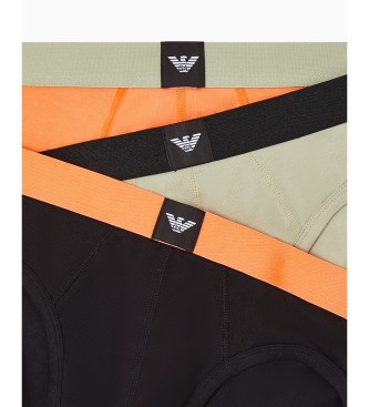 Emporio Armani Set 3 Essential Logolabel-Slips schwarz, gr�n, orange