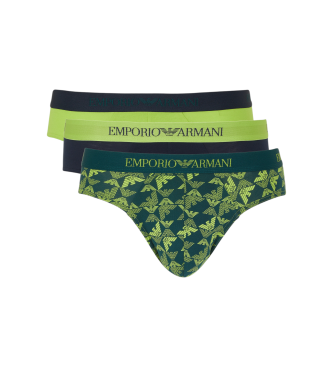 Emporio Armani Set 3 slips verts en pur coton