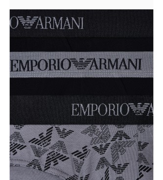 Emporio Armani Set 3 slips en coton pur noir, gris