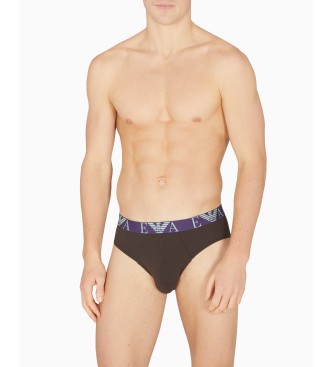 Emporio Armani Lot de 3 slips colors marron, bleu, violet
