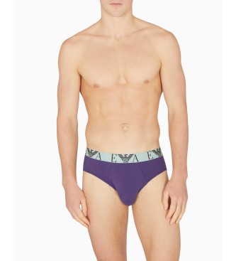 Emporio Armani Lot de 3 slips colors marron, bleu, violet