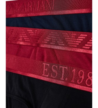 Emporio Armani Set 3 Briefs Logo Rouge brillant, marine, noir