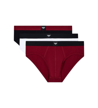 Emporio Armani Set 3 slips tricots marron, blanc, noir