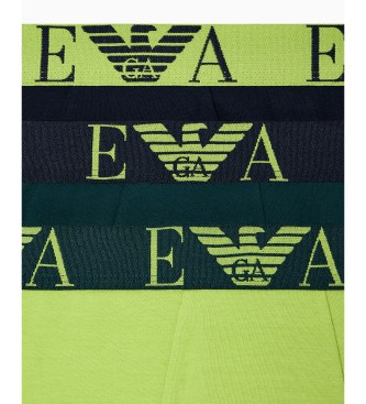 Emporio Armani Lot de 3 Boxer verts monogramms