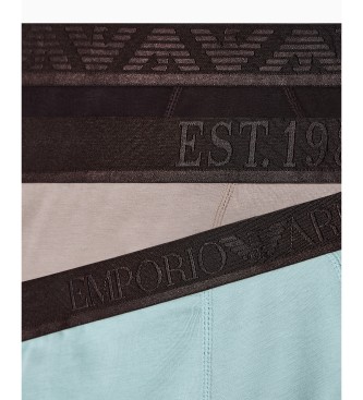 Emporio Armani Lot de 3 boxers Logoband brillants noir, marron, bleu