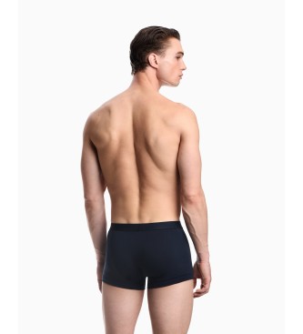 Emporio Armani Set di 3 boxer essenziali blu navy con logo etichetta