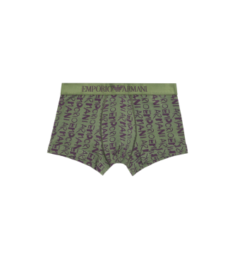 Emporio Armani BXER PANTS WITH LOGO PRINTED ALL OVER THE CLOTHING green