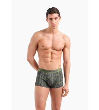 Emporio Armani BXER PANTS WITH LOGO PRINTED ALL OVER THE CLOTHING green