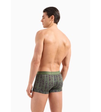 Emporio Armani BXER PANTS WITH LOGO PRINTED ALL OVER THE CLOTHING green