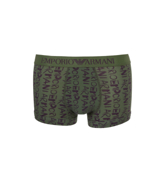 Emporio Armani BXER PANTS WITH LOGO PRINTED ALL OVER THE CLOTHING green