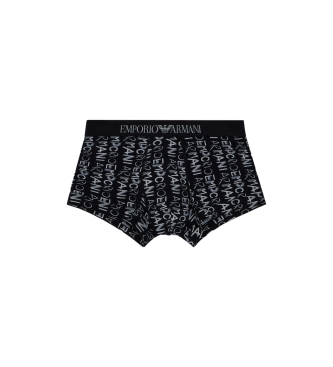 Emporio Armani BXER PANTS WITH LOGO PRINTED ALL OVER THE GARMENT black