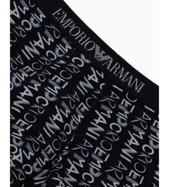 Emporio Armani BXER PANTS MED LOGO PRINTET OVER HELE BEKLDNINGEN sort