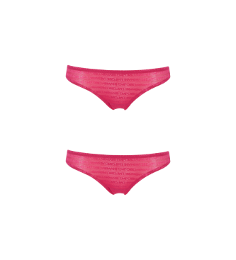 Emporio Armani Set van twee gerecycled gelamineerde mesh strings met gentegreerd roze ASV logo inscriptie