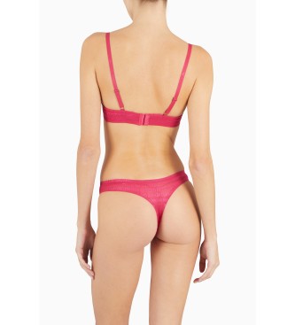 Emporio Armani Pack of two recycled laminated mesh thongs with integral pink ASV logo inscription