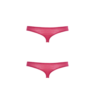 Emporio Armani Pack of two recycled laminated mesh thongs with integral pink ASV logo inscription