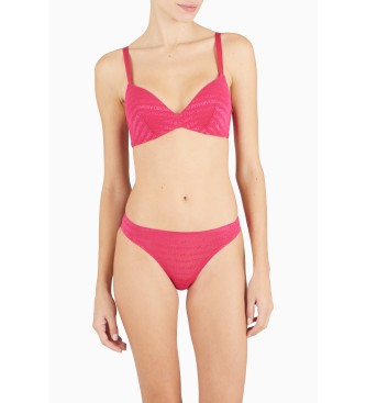 Emporio Armani Paquet de deux culottes brsiliennes en coton biologique avec bande de couleur rose portant le logo Iconic ASV