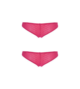 Emporio Armani Two-pack of organic cotton Brazilian knickers with pink Iconic ASV logo band