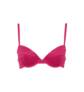 Emporio Armani Push up BH All Over Logo Mesh roze