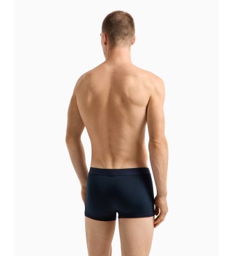 Emporio Armani Cales boxer em microfibra estampada em azul marinho