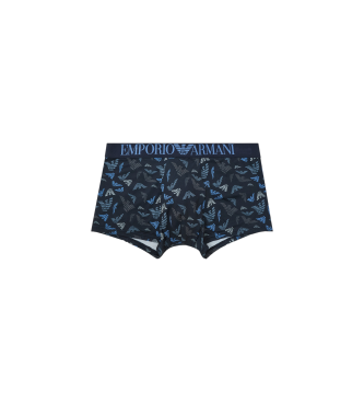 Emporio Armani Cales boxer em microfibra estampada em azul marinho