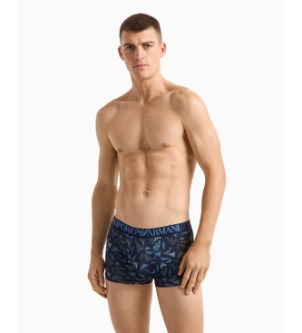 Emporio Armani Cales boxer em microfibra estampada em azul marinho