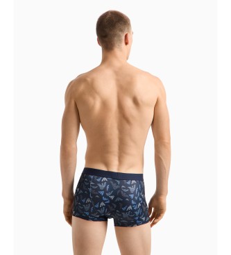 Emporio Armani Cales boxer em microfibra estampada em azul marinho