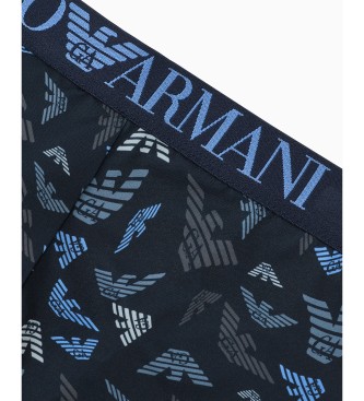 Emporio Armani Boxershorts aus navyfarbener bedruckter All-Over-Mikrofaser