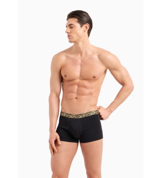 Emporio Armani PACK DI DUE BOXER ASV CON BANDA LOGATA LUCIDA ALL-OVER neri