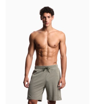Emporio Armani Bermudas de playa en punto con rayas verde