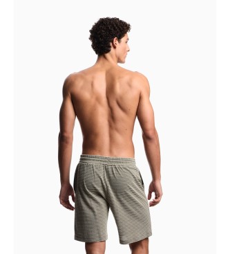 Emporio Armani Bermudas de playa en punto con rayas verde