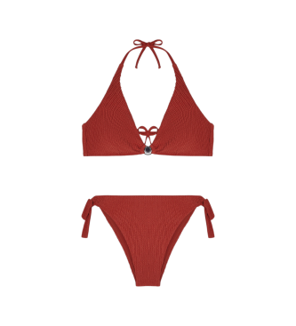 Emporio Armani Bikini in lycra marrone testurizzato
